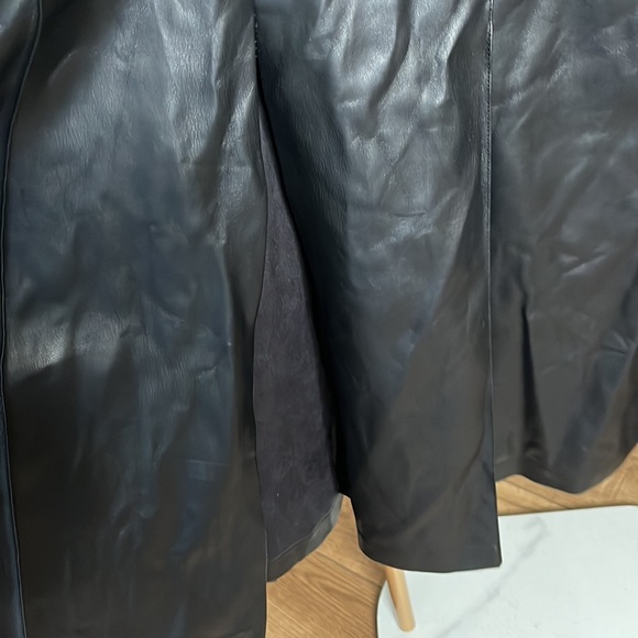 Pleather Midi Skirt with Slit - Picture 4 of 4